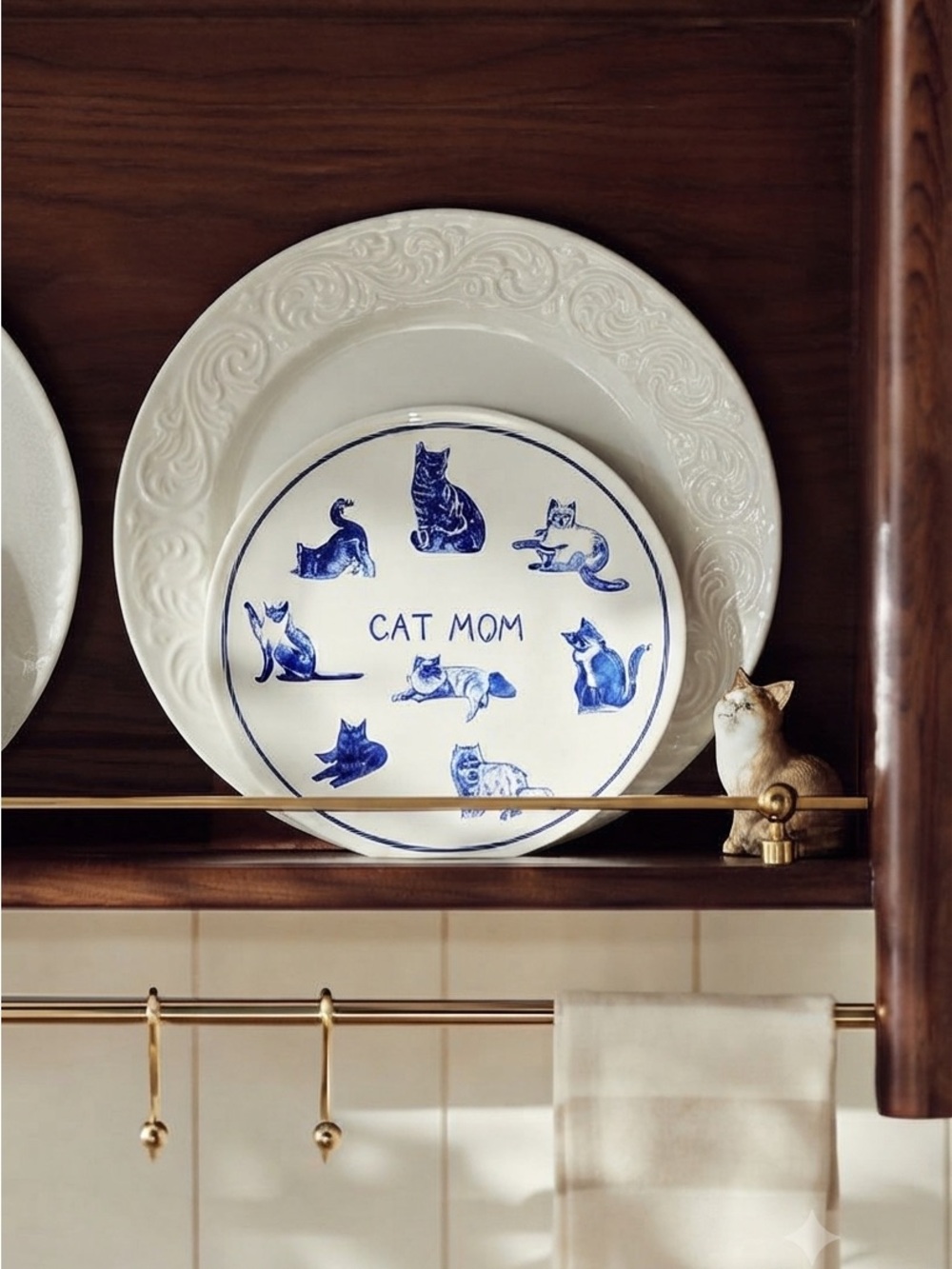 Anthropologie MOLLY HATCH Stoneware Cat Mom Dessert Plate $28 NEW